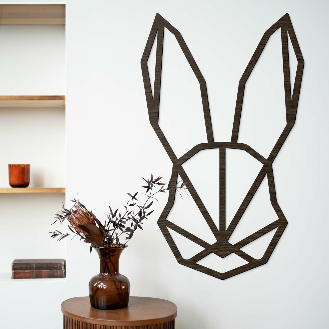 Drevený obraz - Polygonálny zajac | Wenge