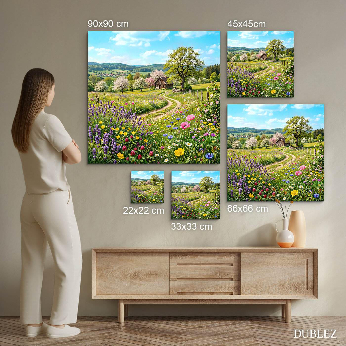 Drevený obraz krajinky - V objatí kvitnúcej prírody