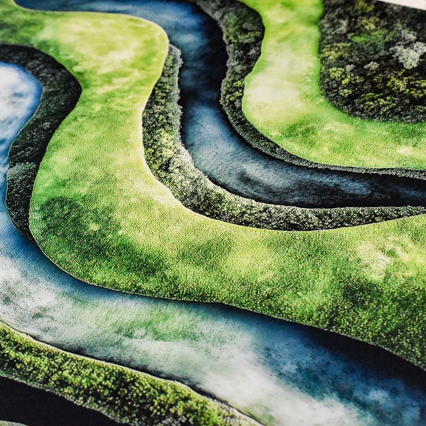 Abstraktní dřevěný obraz - Mechové vlny