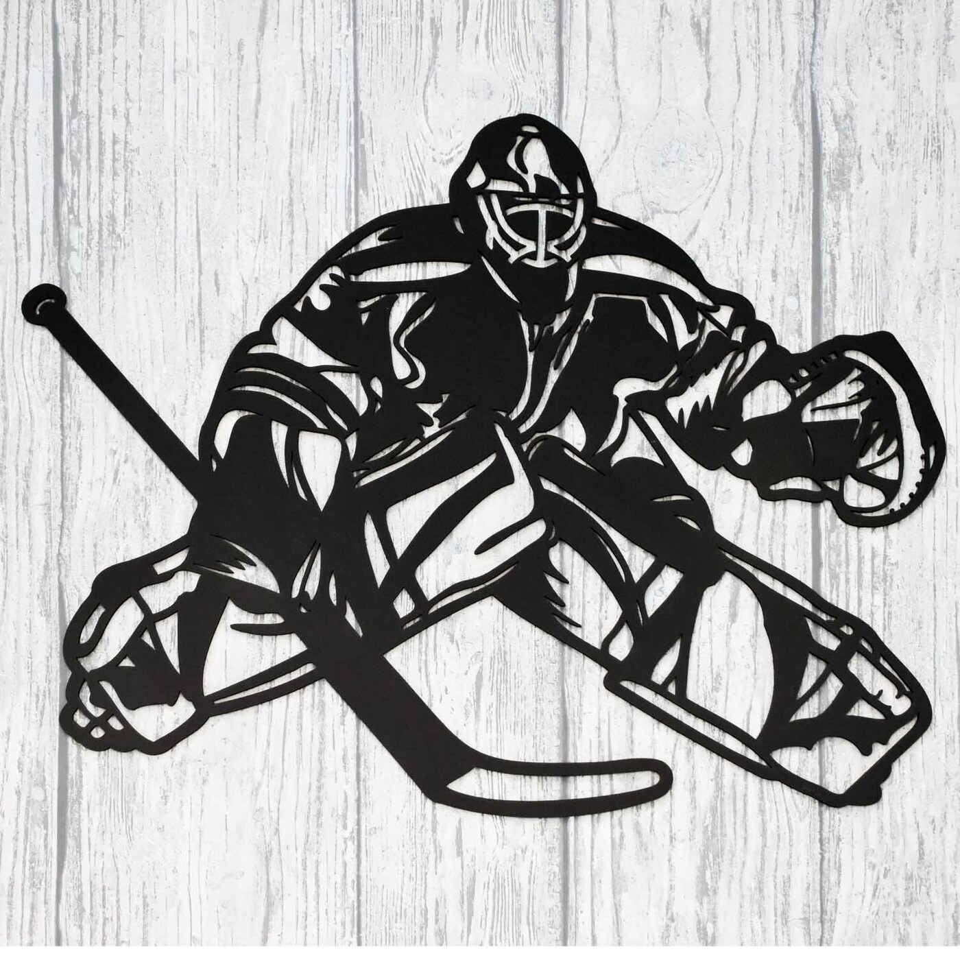 Dárek pro hokejistu - Dřevěný obraz Brankář | Černá