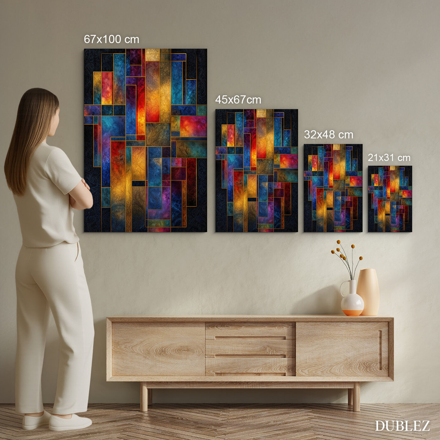 Wooden colored picture - Geometric stained glass