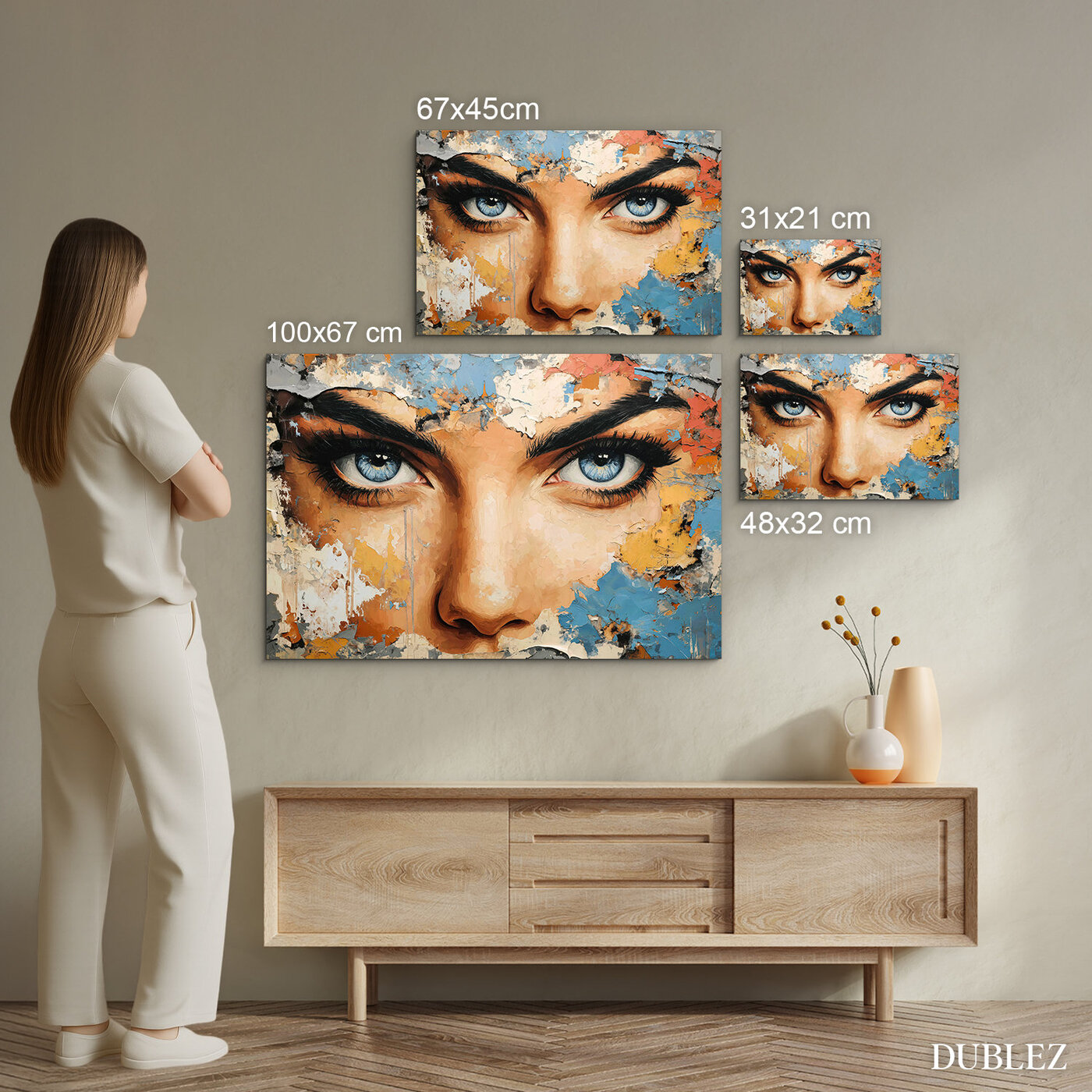 Nástenný obraz na dreve - Pohľad ženy