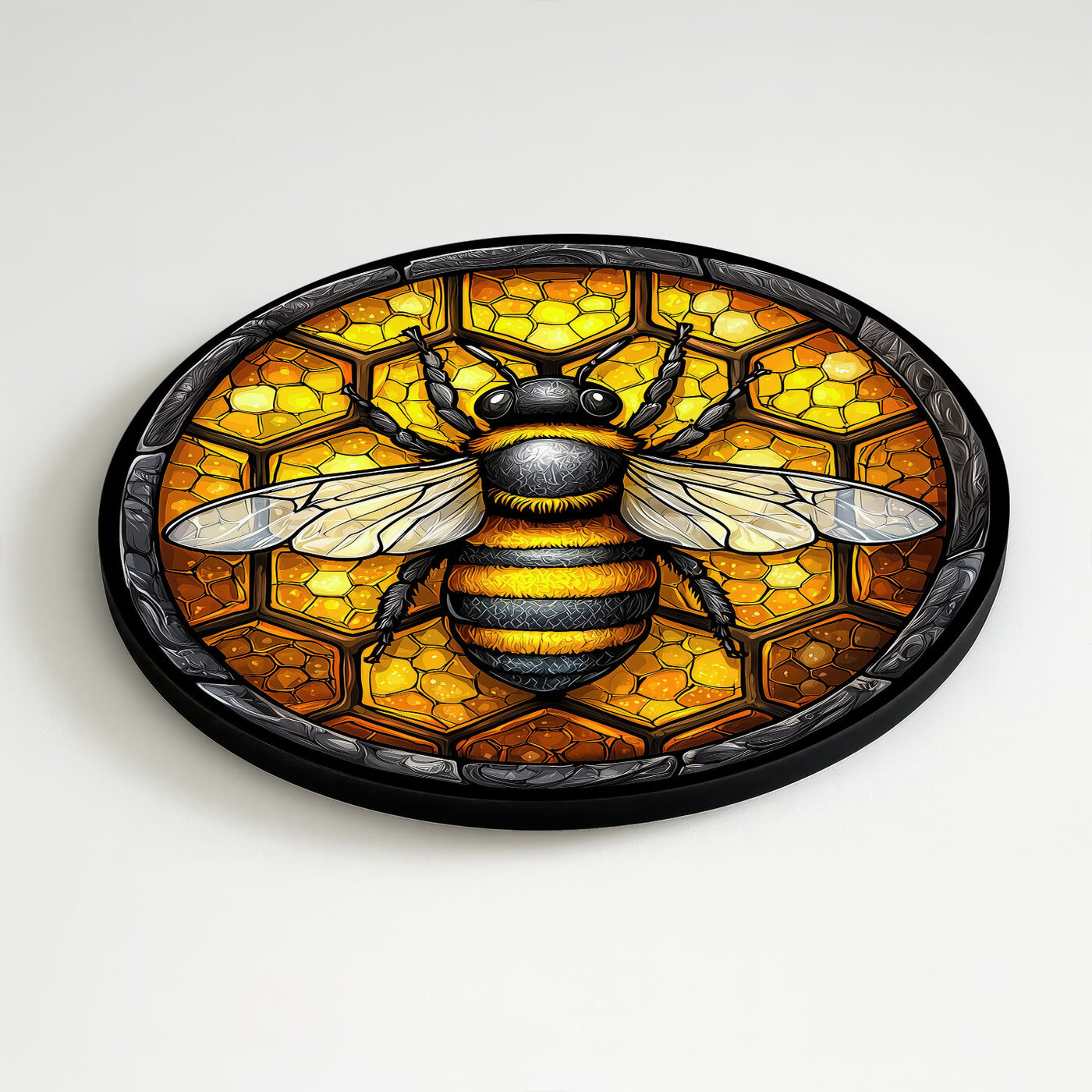 Wooden Wall Art - Bee on Honeycomb