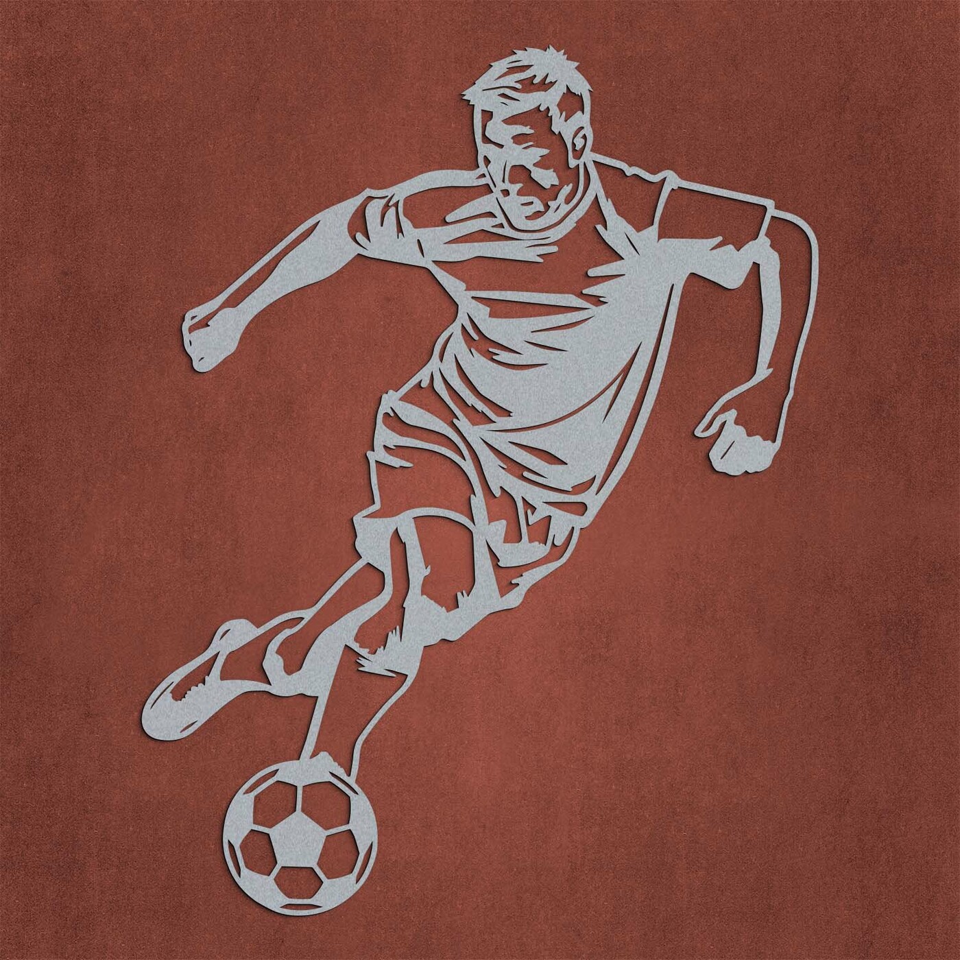 Wooden Wall Sticker - Footballer | Silver