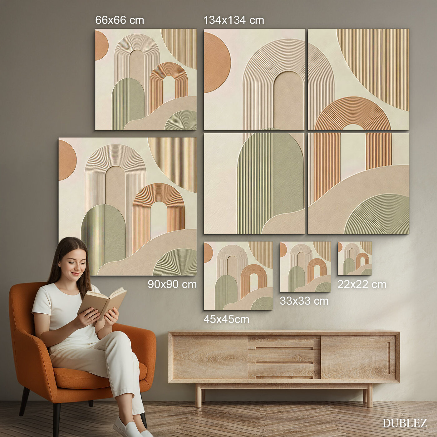 Wooden picture in boho style - Casa | 134x134 cm