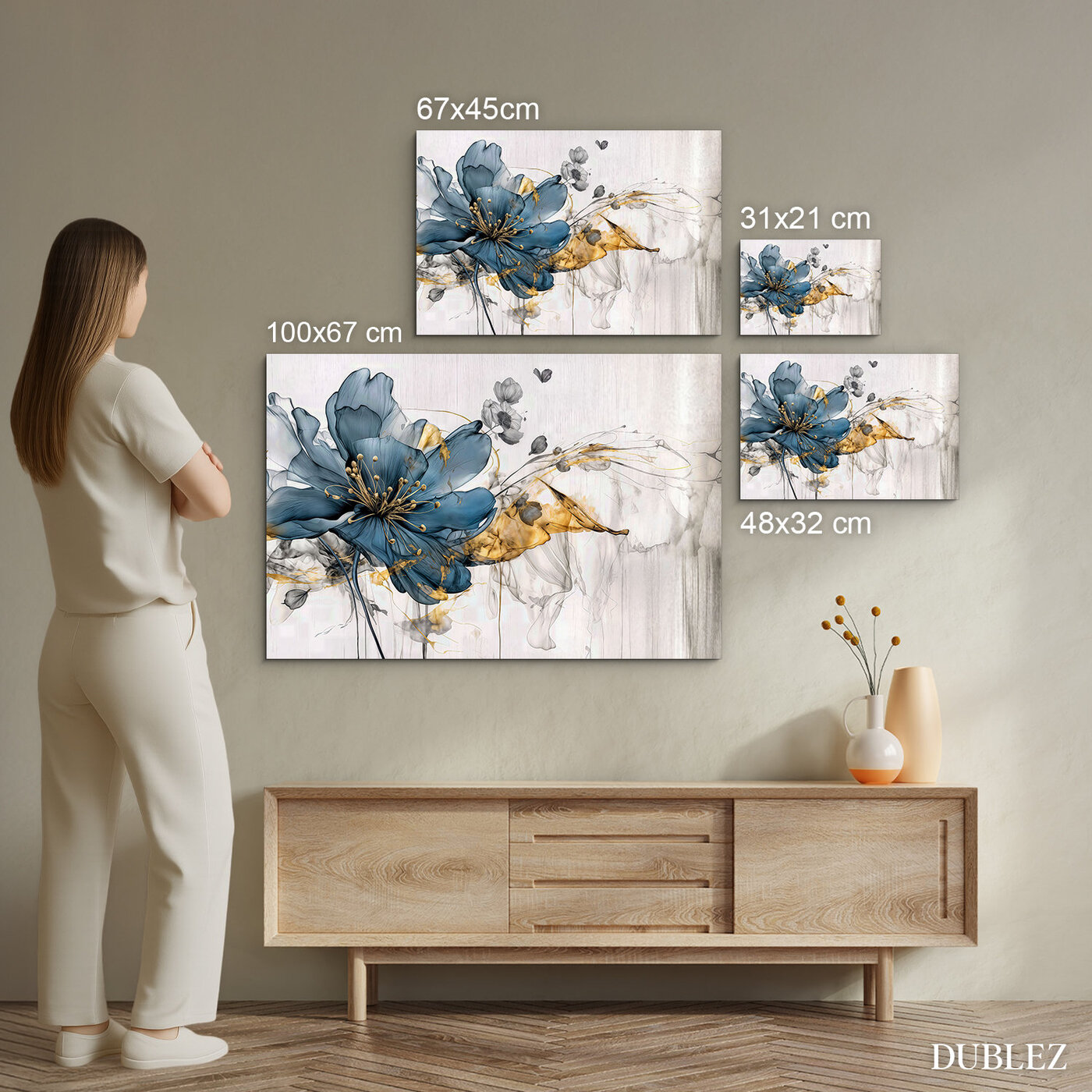 Drevený obraz kvetu do spálne - Modrá vášeň