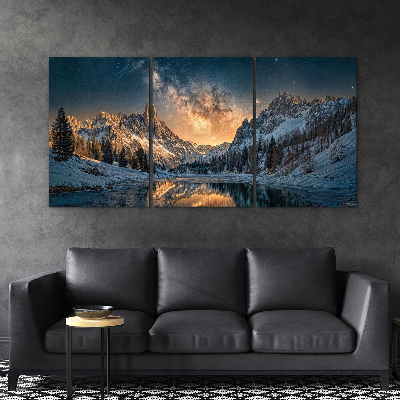 3-dílný obraz - Hory za stromy