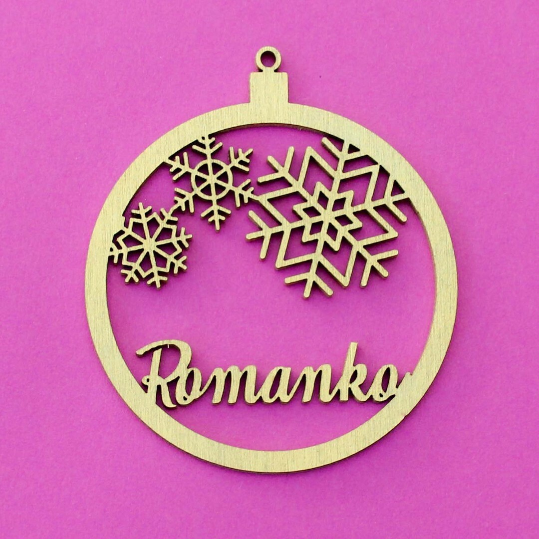 Drevená vianočná guľa s menom  | Zlatá