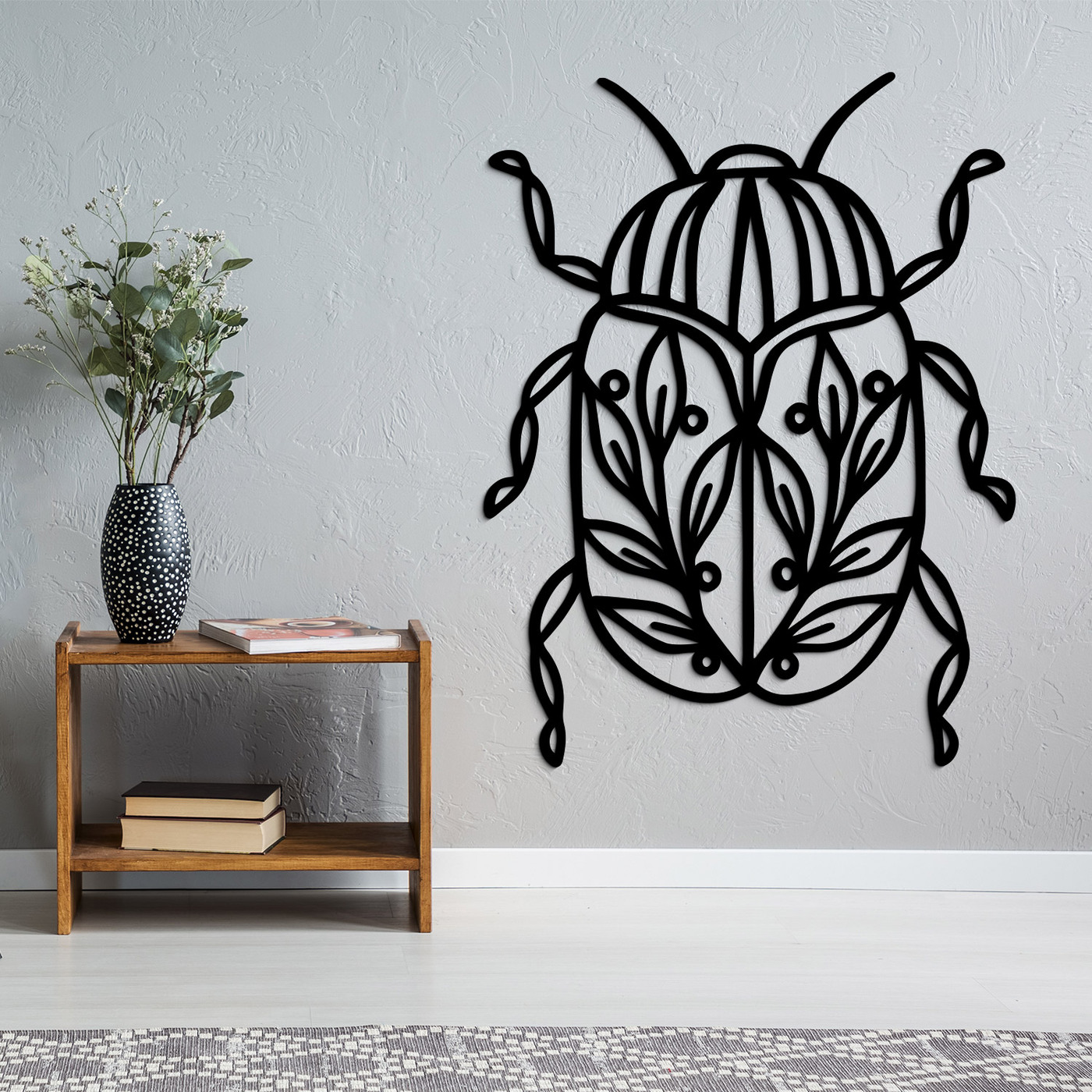 Wooden wall decoration - Scarab | Black