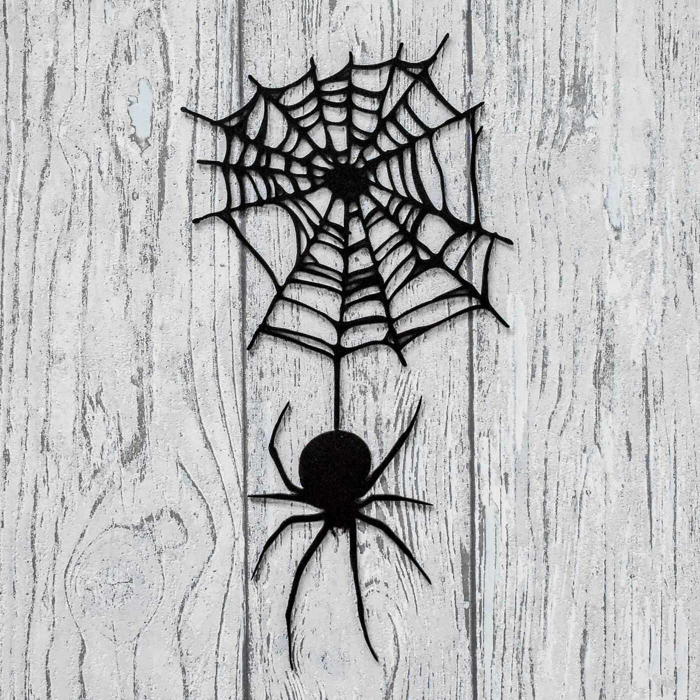 Wooden Halloween Decoration - Spider | Black