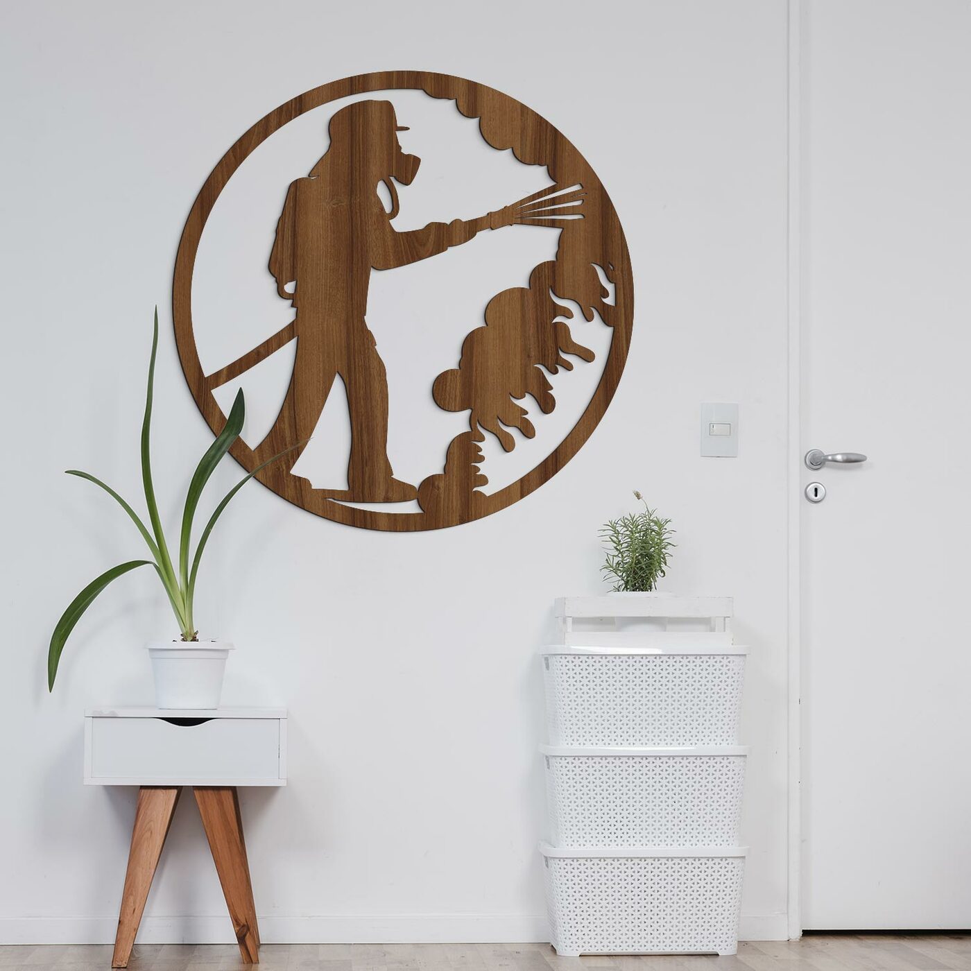 Darček pre hasiča - Drevený obraz | Orech