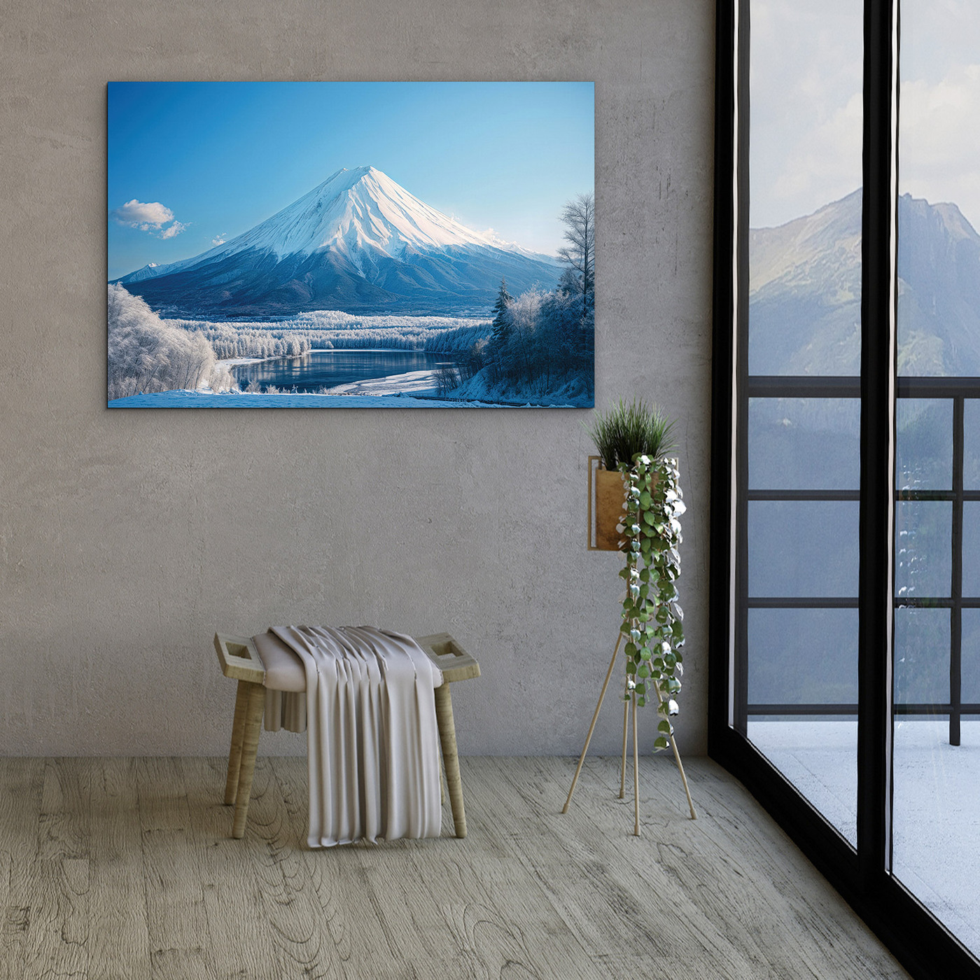 Imagine de iarnă a vulcanului Fuji