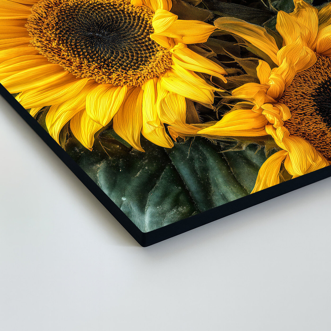 Dřevěný obraz slunečnic