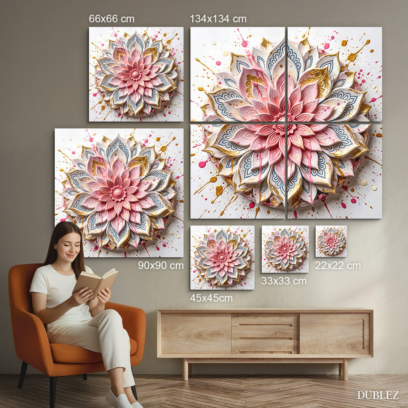 Dřevěná mandala do ložnice - Nežnost | 134x134 cm