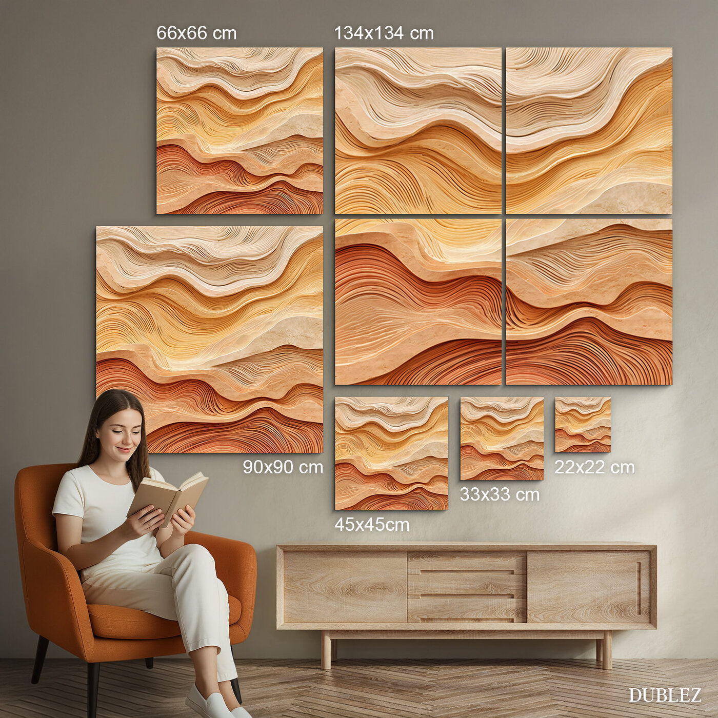 Drevený obraz - Abstraktné oranžové duny