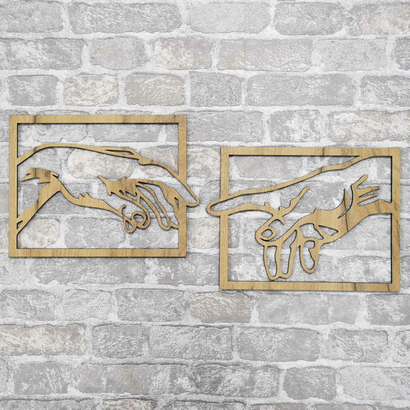Wooden Wall Art - The Creation of Adam | Gold Craft Oak