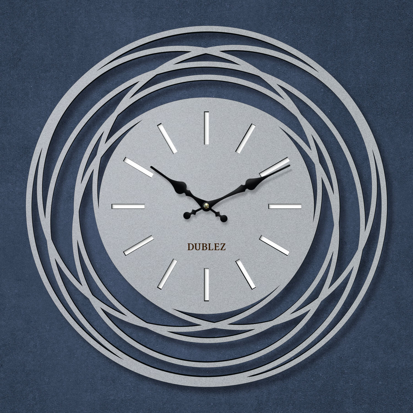 Modern wooden clock - Orbit | Silver