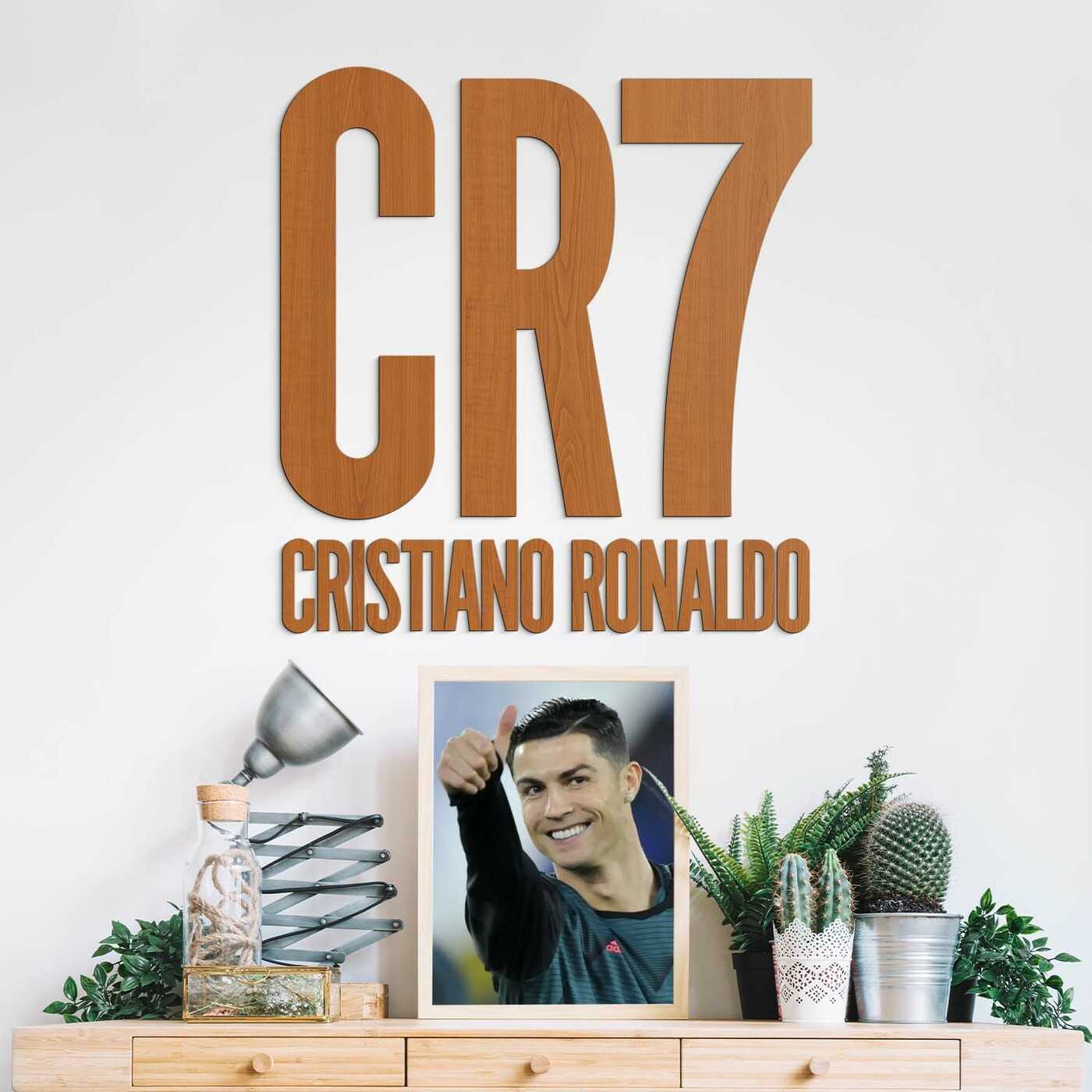 Wooden Wall Art of Logo - CR7 Cristiano Ronaldo | Cherry