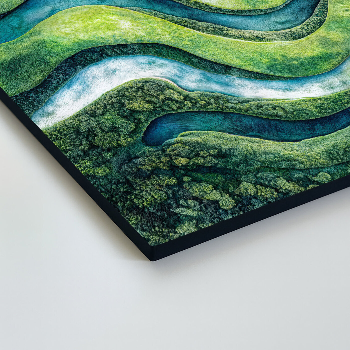 Abstraktní dřevěný obraz - Mechové vlny