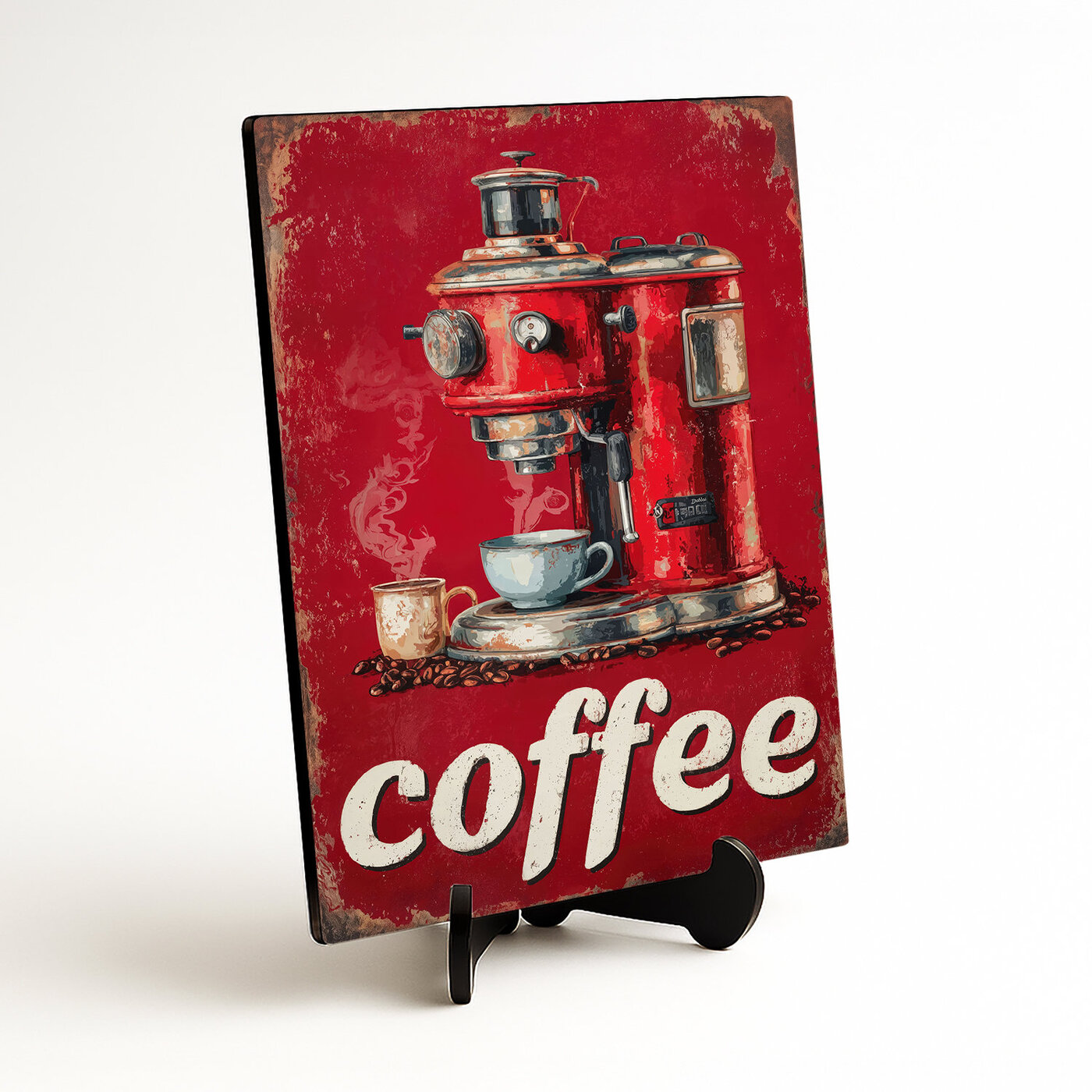 Retro dřevěný obraz - Coffee