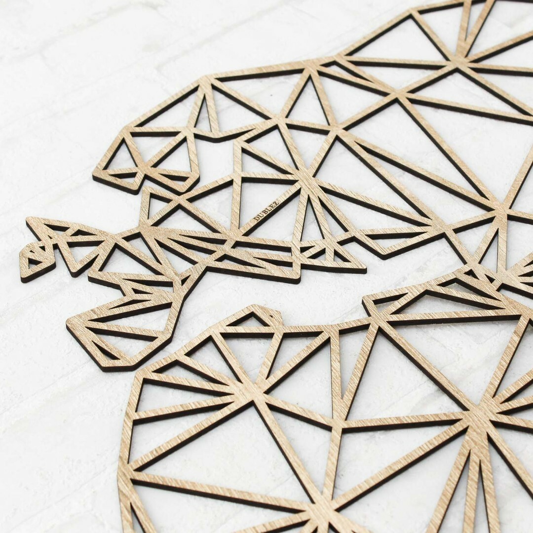 Fali 3D világtérkép - Poligonális atlasz  | Sonoma Tölgy