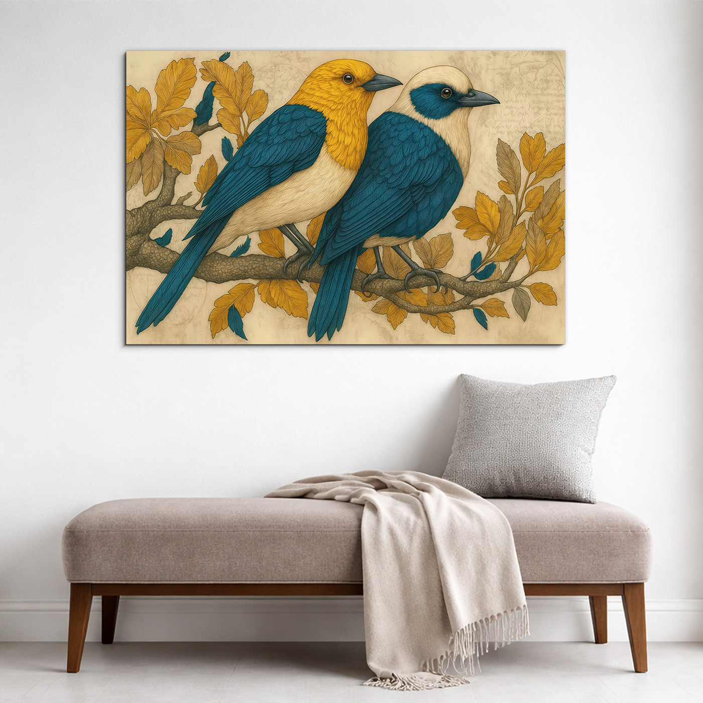 Moderný obraz vtákov - V tieni lístia