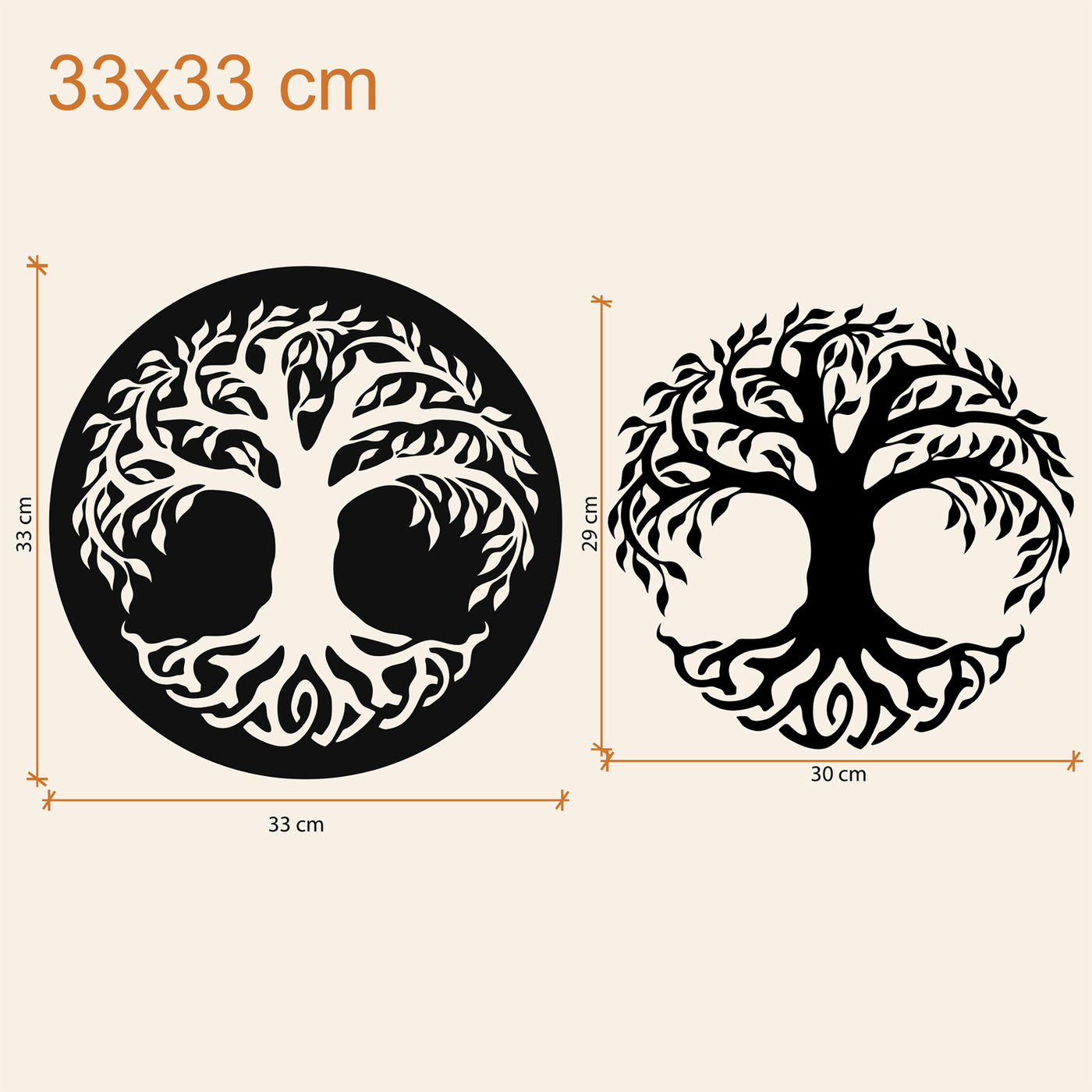 2 az 1-ben fából készült életfák - Hod és Netzach | 33x33 cm