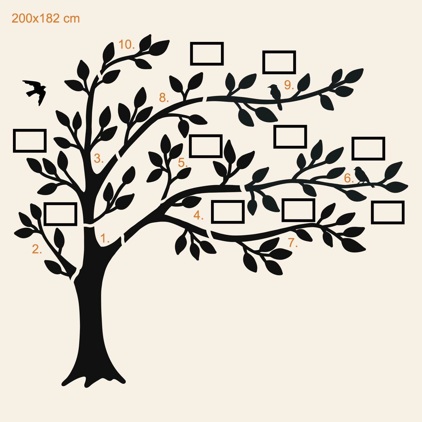 Fából készült családfa a fényképekhez | 200x182 cm