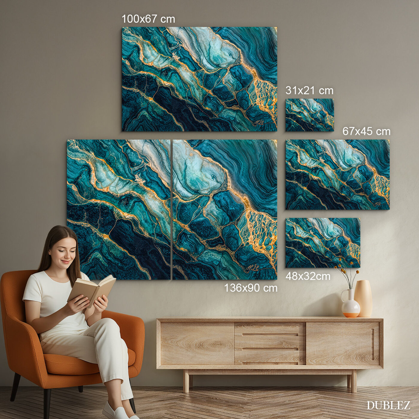 Drevený obraz - Tyrkysový mramor