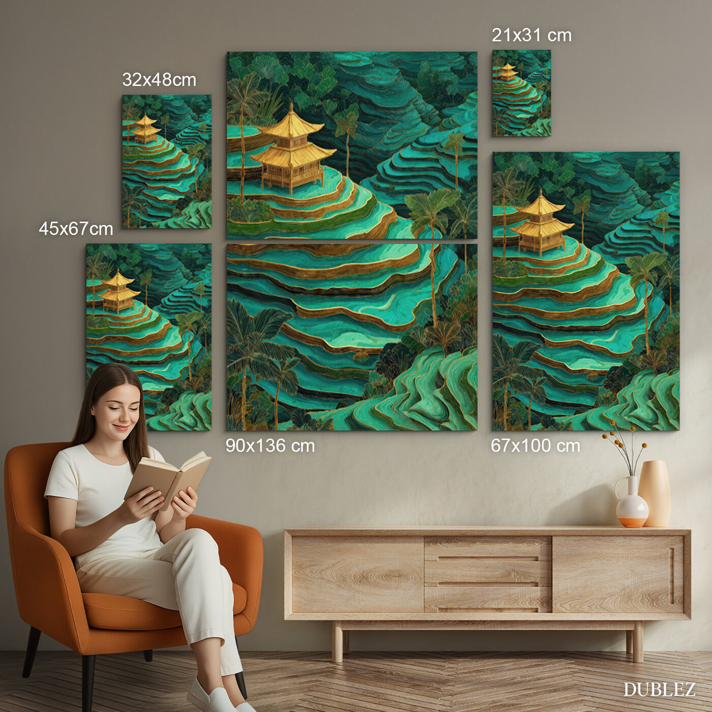 Drevený obraz - Ryžové terasy