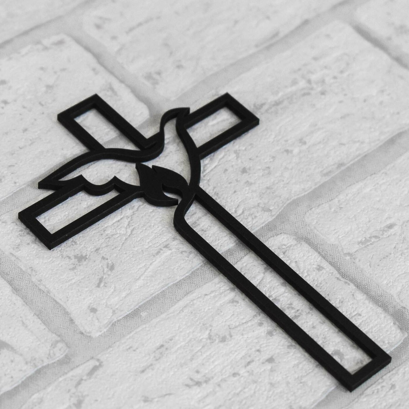 Christian Cross made from Wood on the Wall | Black