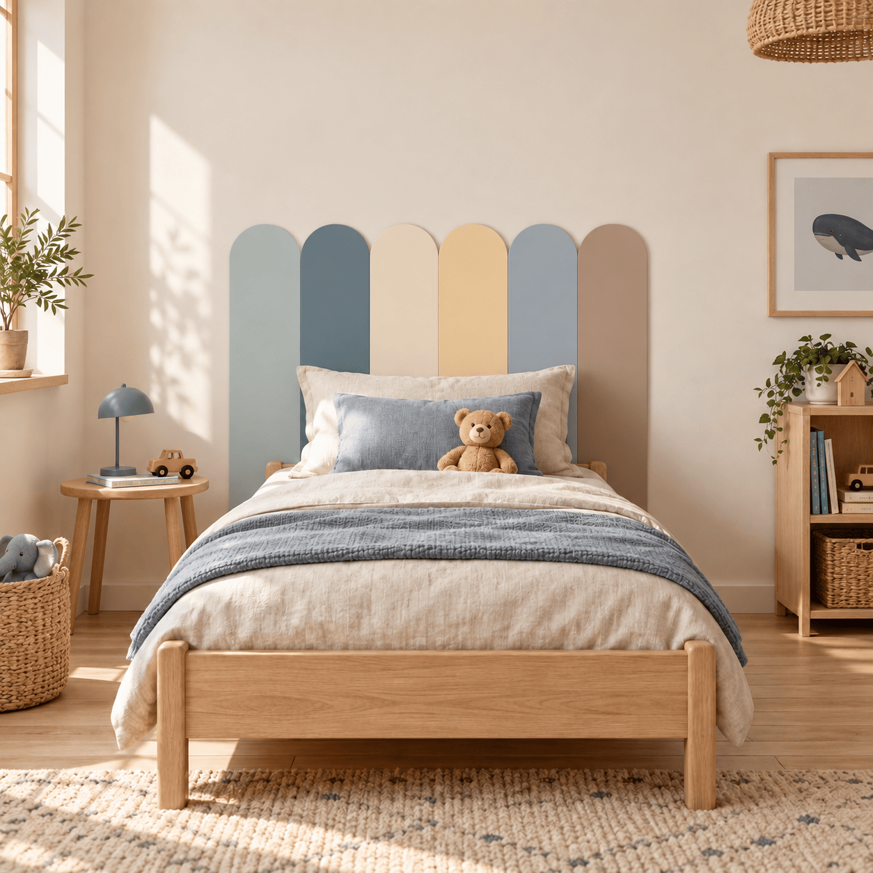 Wooden panels for a children's room - Arches (6 pcs) | Blue Mix