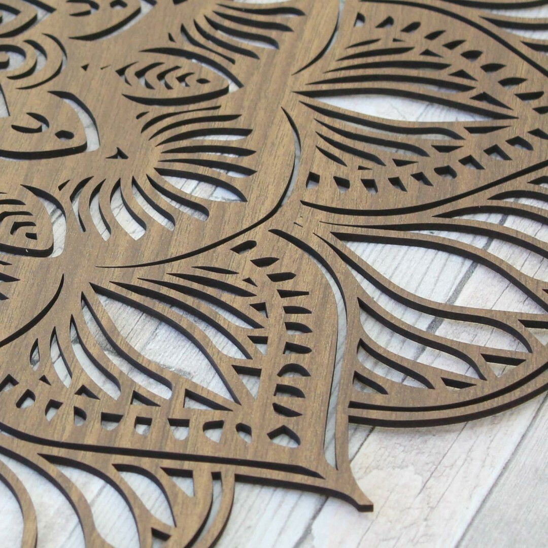 Vyrezávaná 3D Mandala - lotosový kvet | Orech