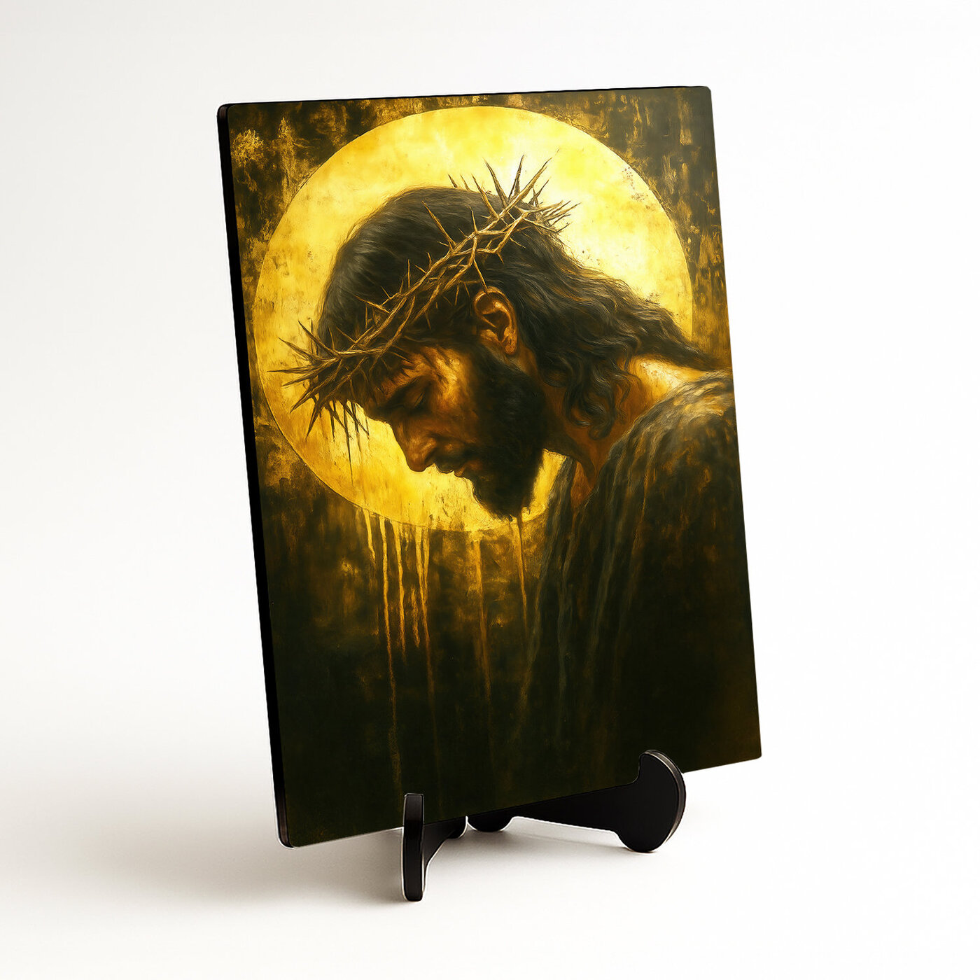 Drevený obraz - Ježiš s tŕňovou korunou