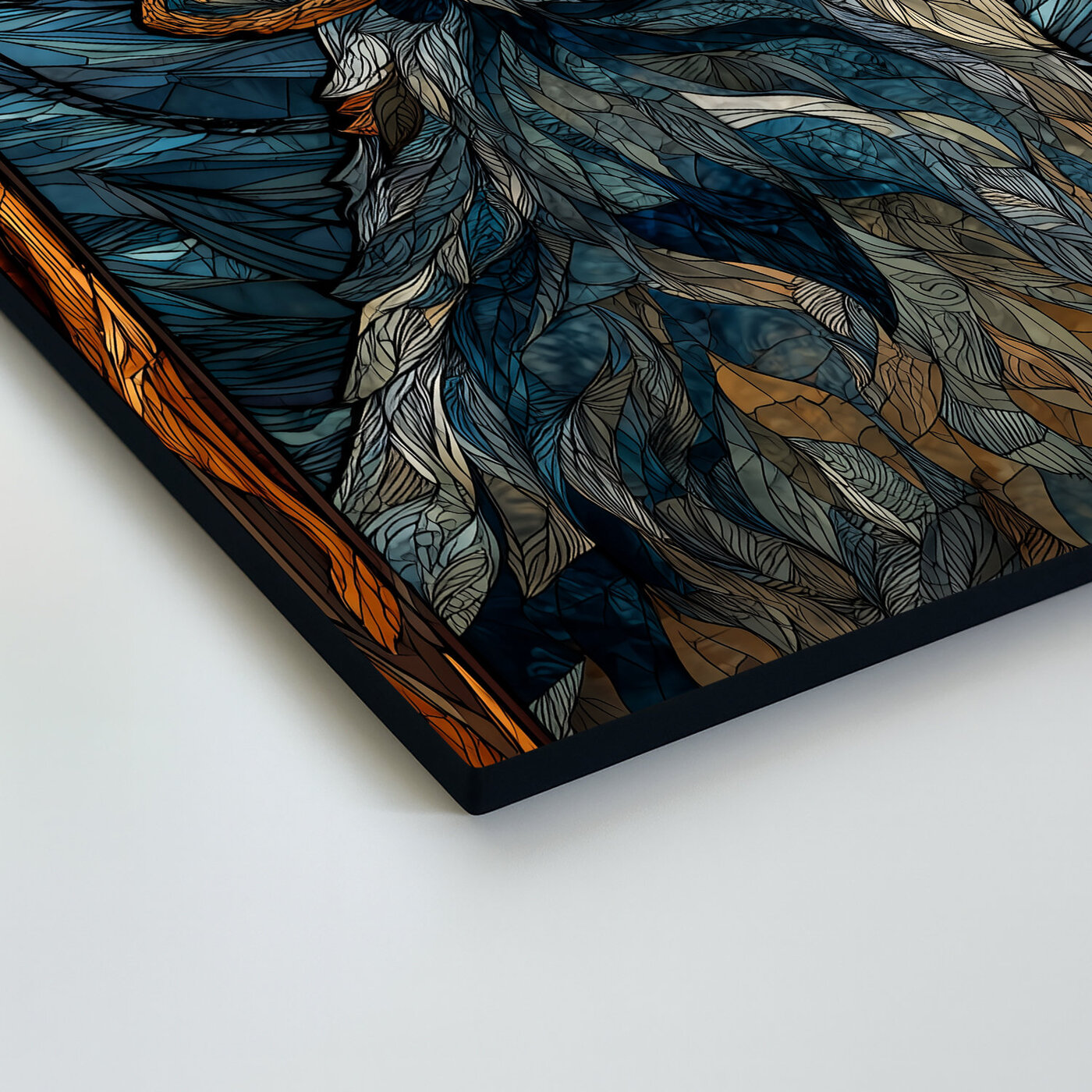 Drevený obraz - Vlk v štýle vitráže