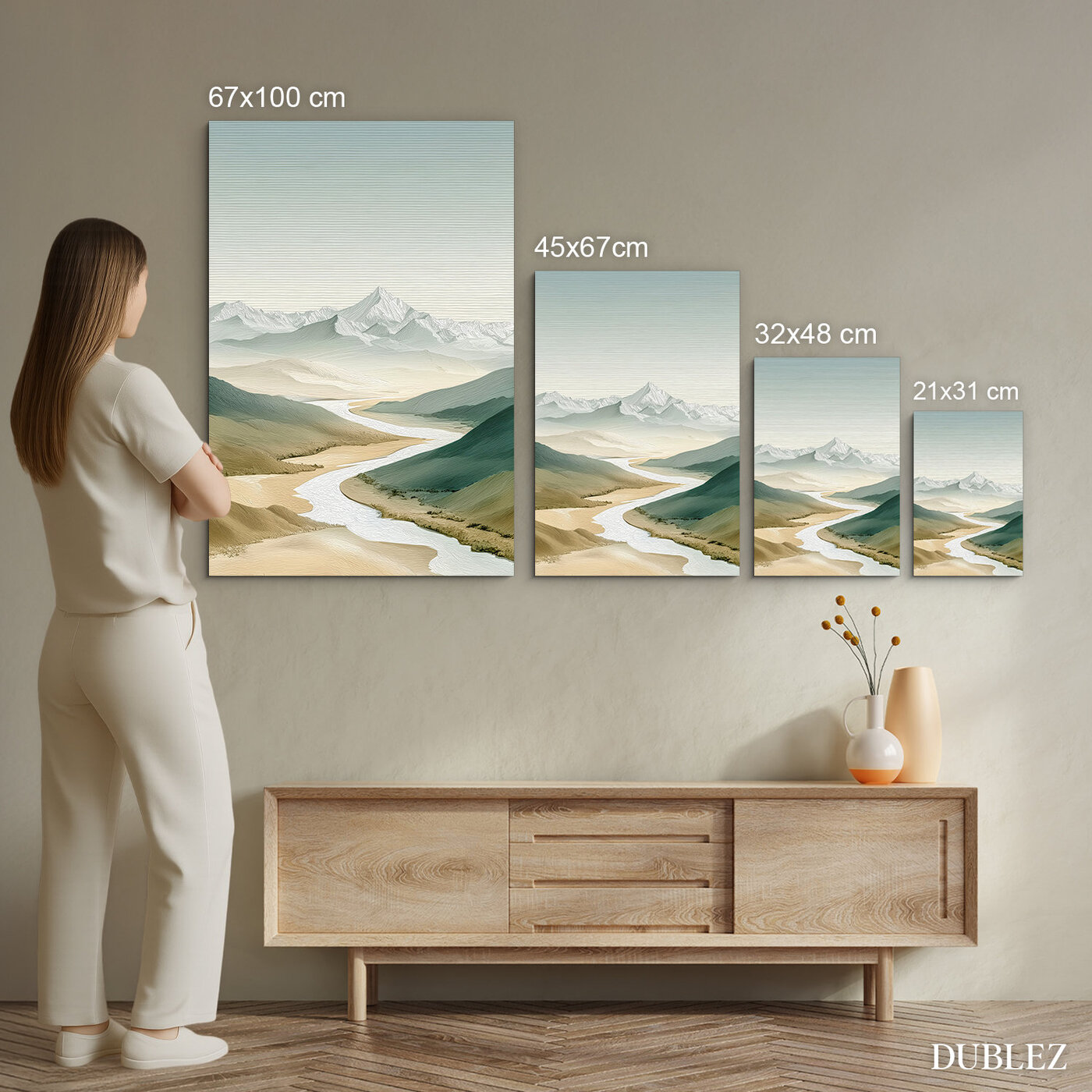 Moderní obraz hor a řeky - Klid krajiny