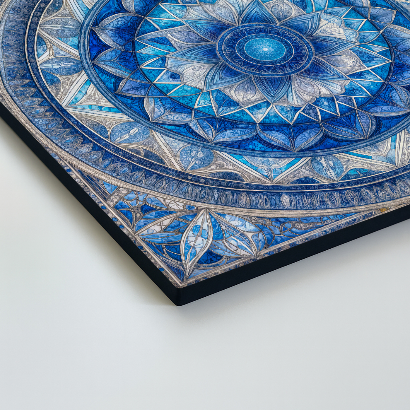 Wooden picture - Blue mandala of hope