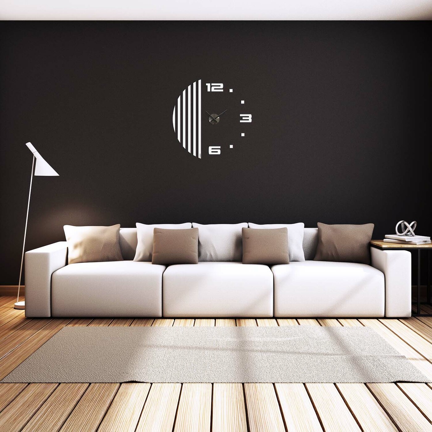 Large 3D Wall Clock - Slats | White