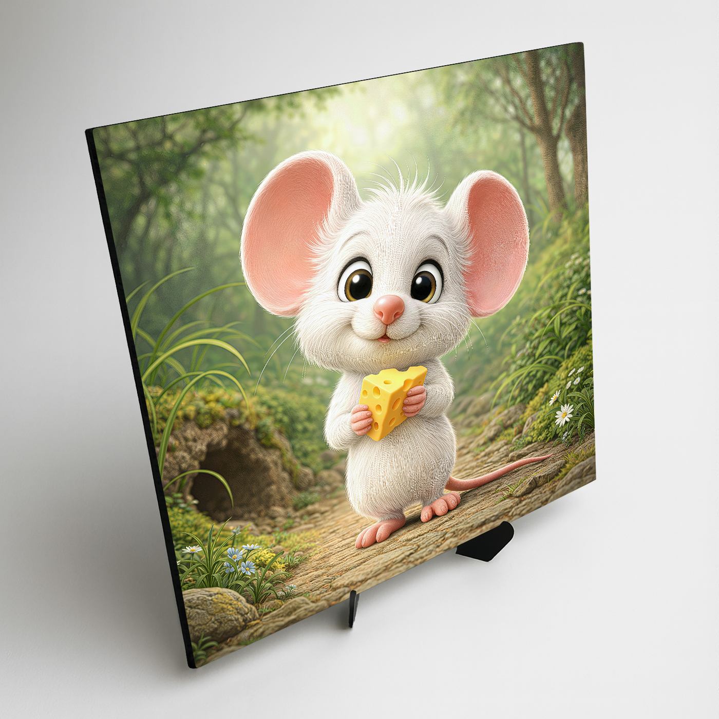 Drevený obraz pre deti - Myška so syrom