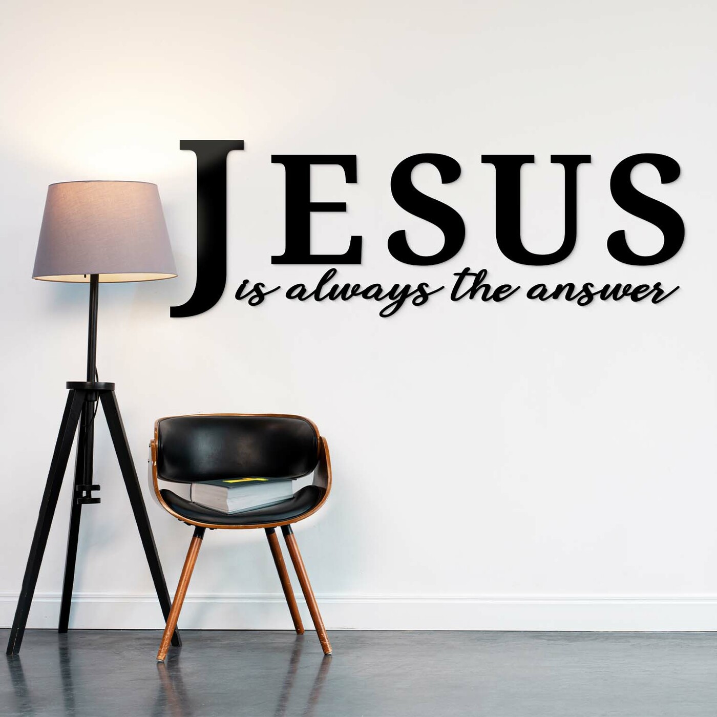 Wooden Sticker - JESUS is always the answer | Black