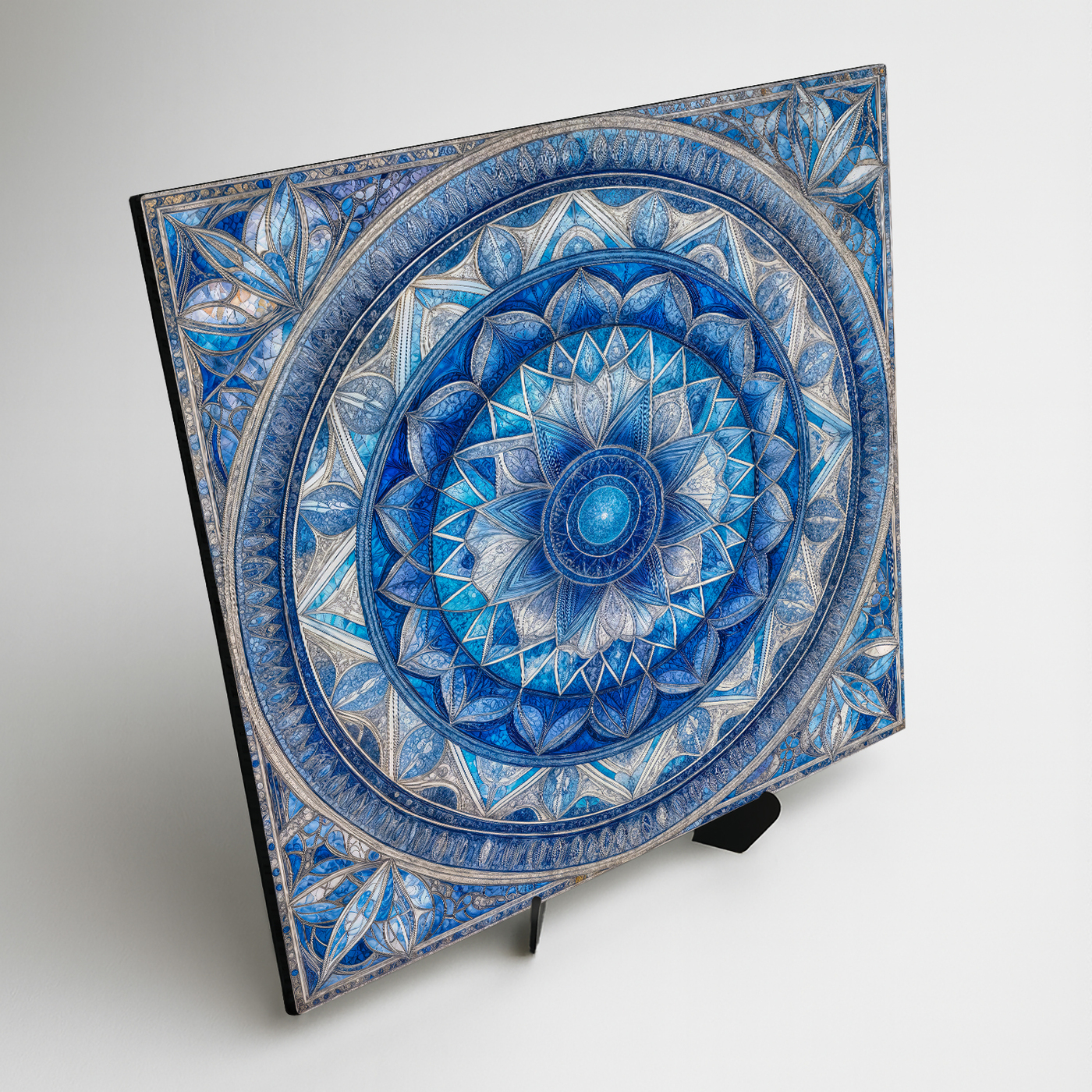 Wooden picture - Blue mandala of hope