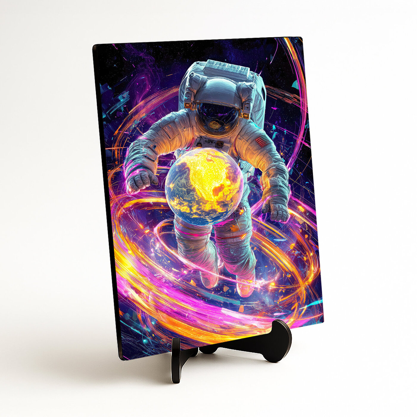 Drevený obraz - Astronaut v galaxii