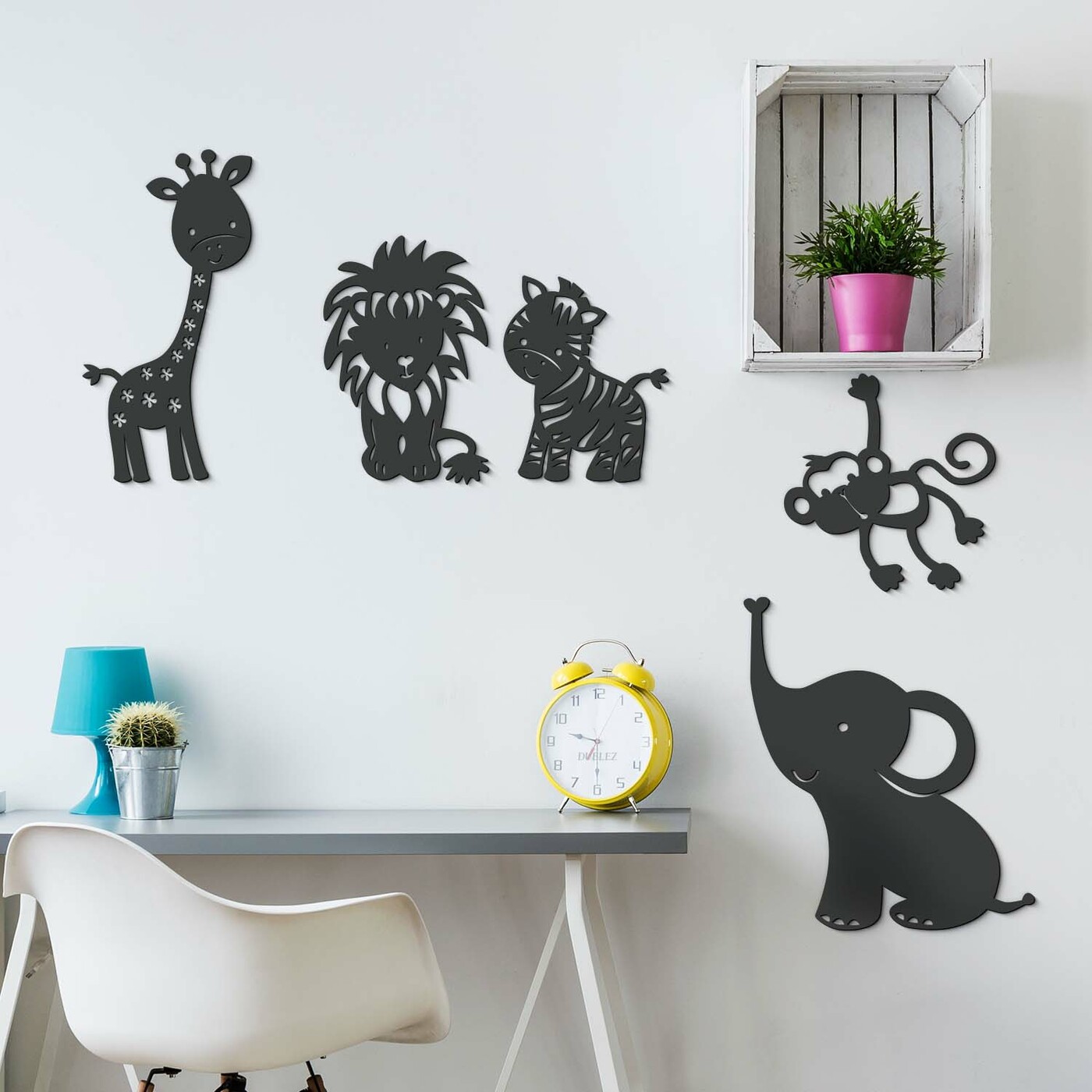 Dětské nálepky na zeď - Safari | Antracitově-šedá