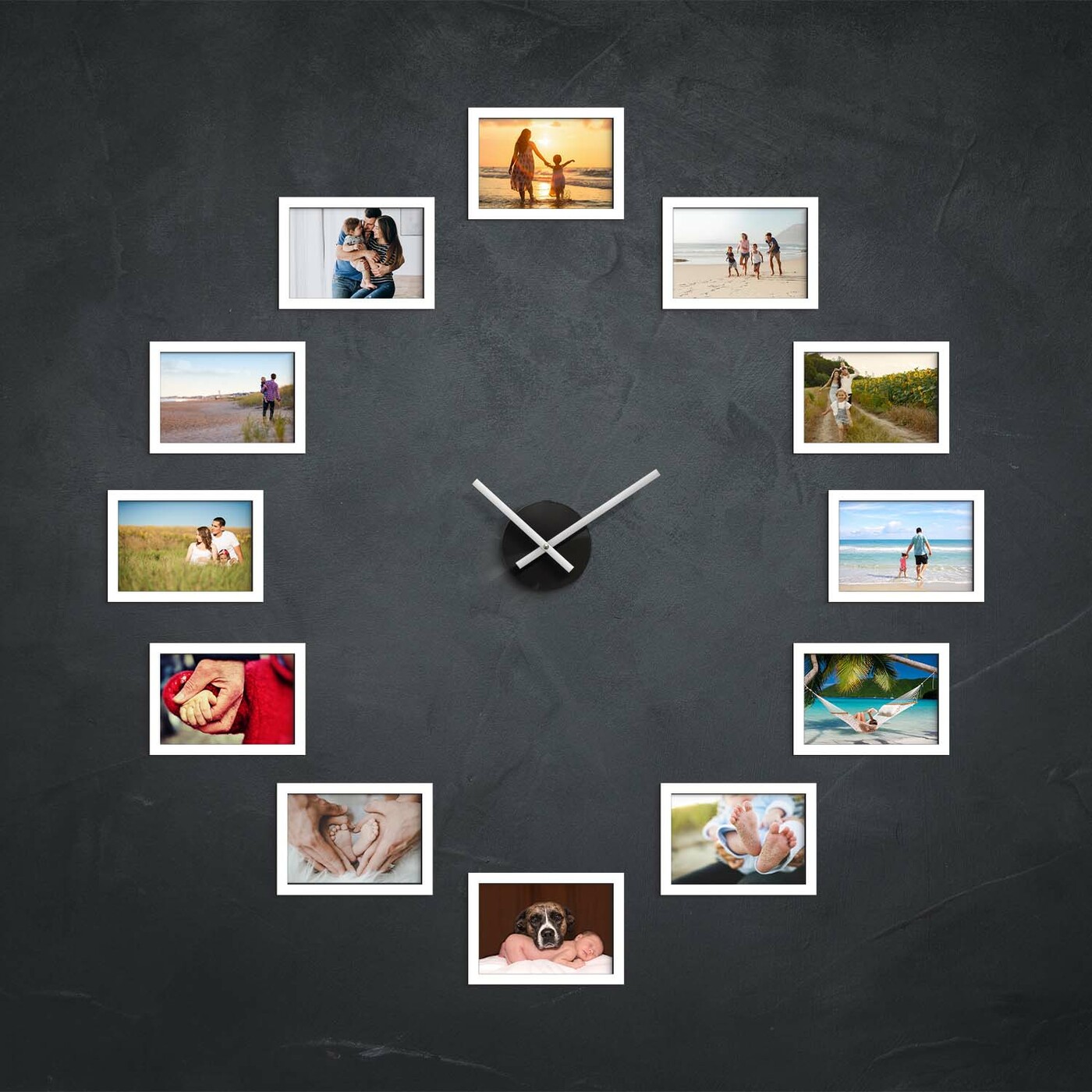 Wall Clock with Photo Frames | White