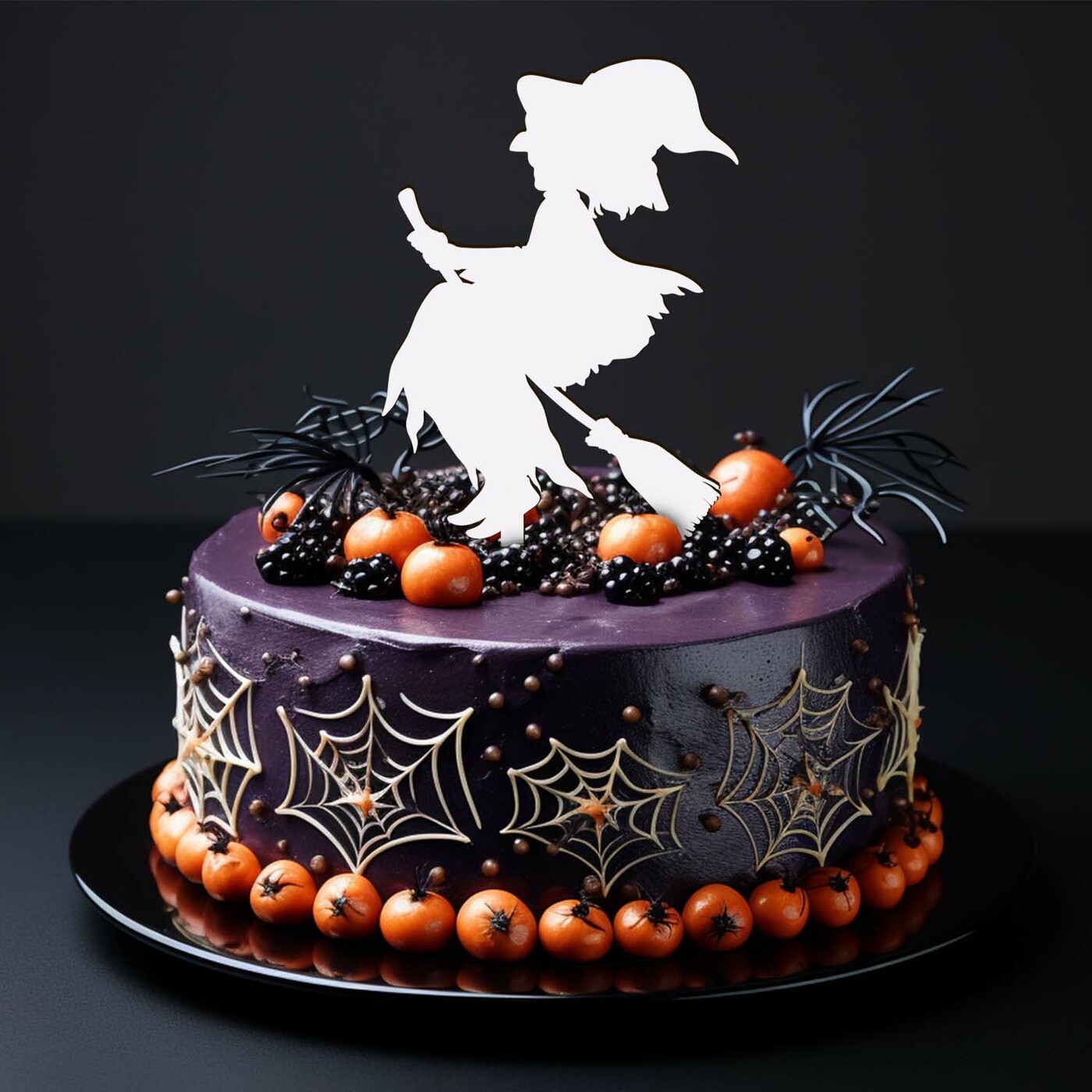 Halloweenská ozdoba na tortu - Bosorka | Biela