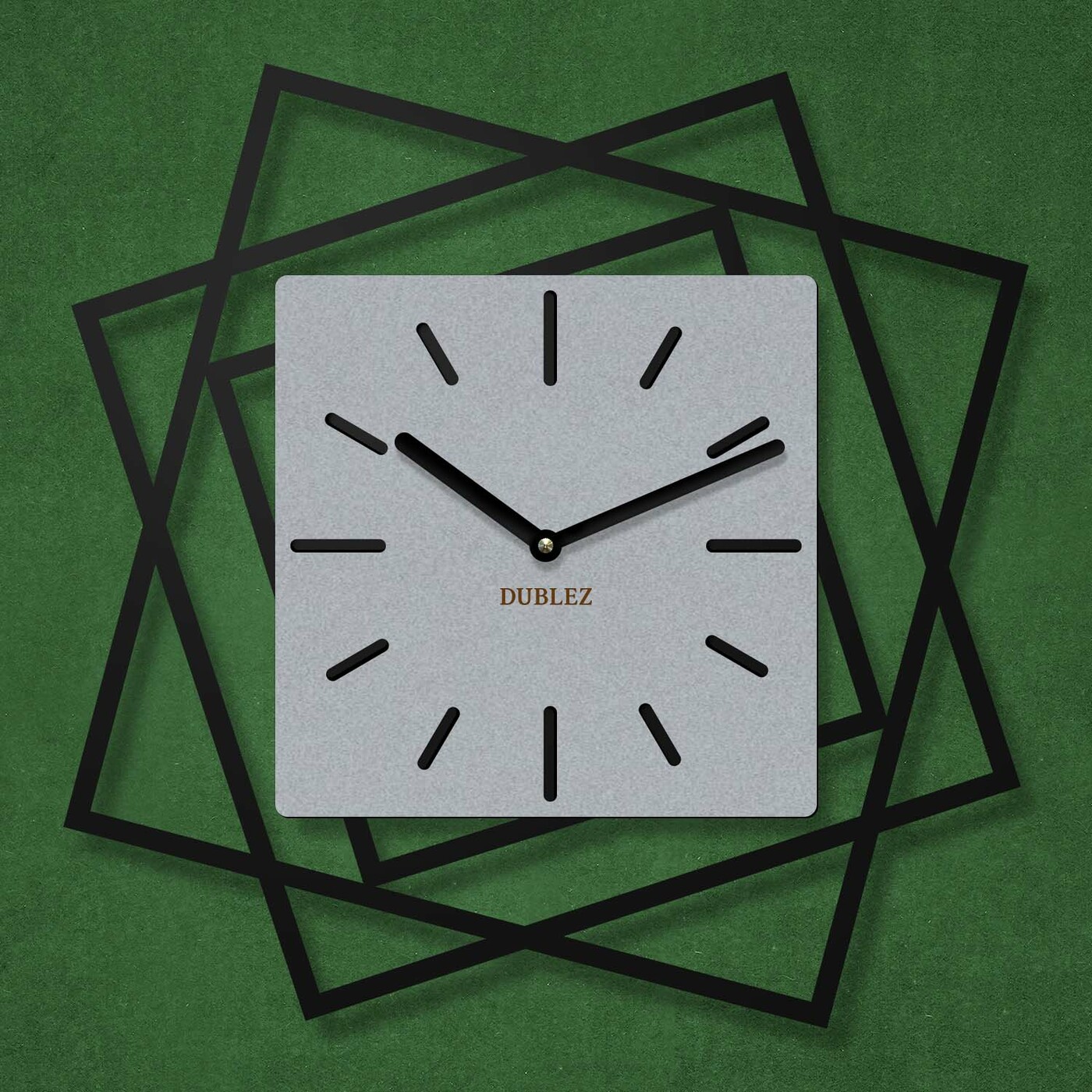 3D Wooden Wall Clock - Frames | Silver