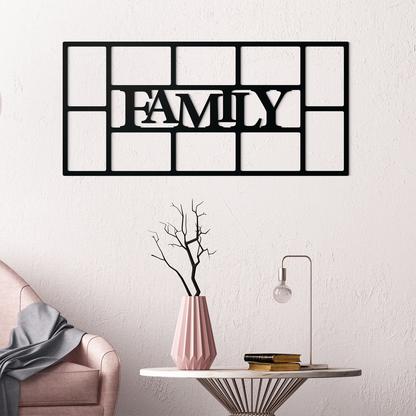 Dřevěný rámeček na 10 fotografií - Family