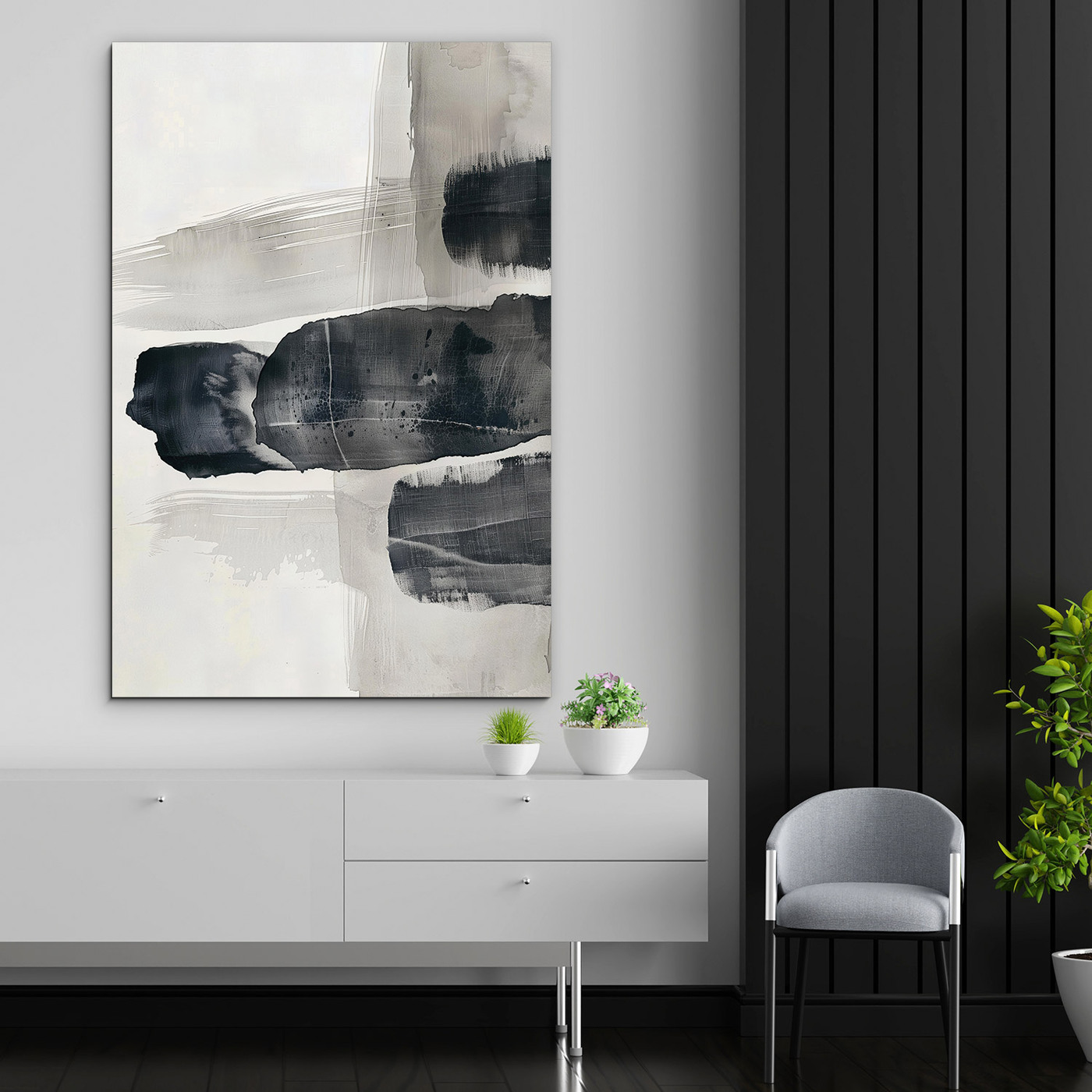 Abstraktní obraz na dřevě - Ink Balance