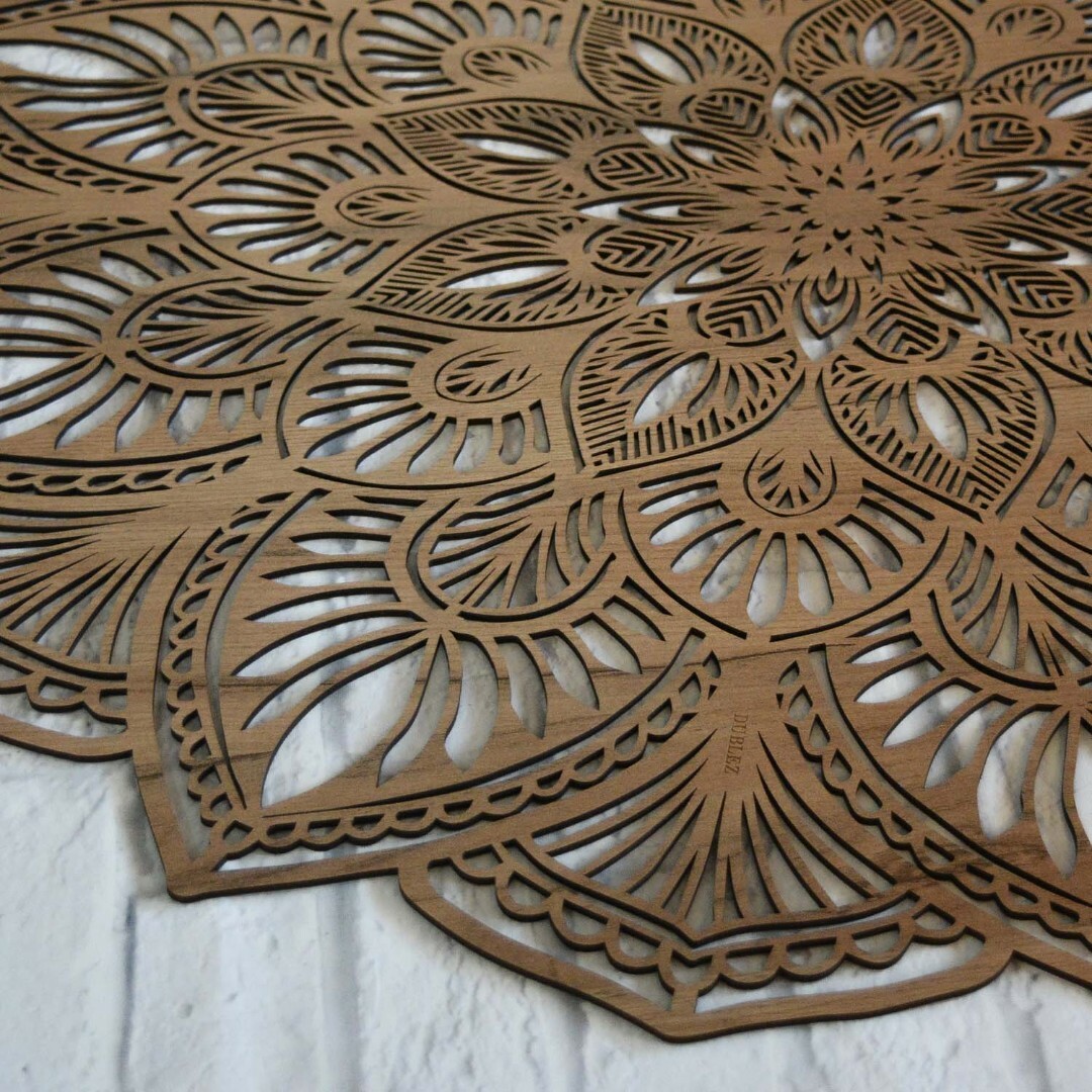 Cut-Out Wooden Mandala - Symmetry | Tobacco Oak