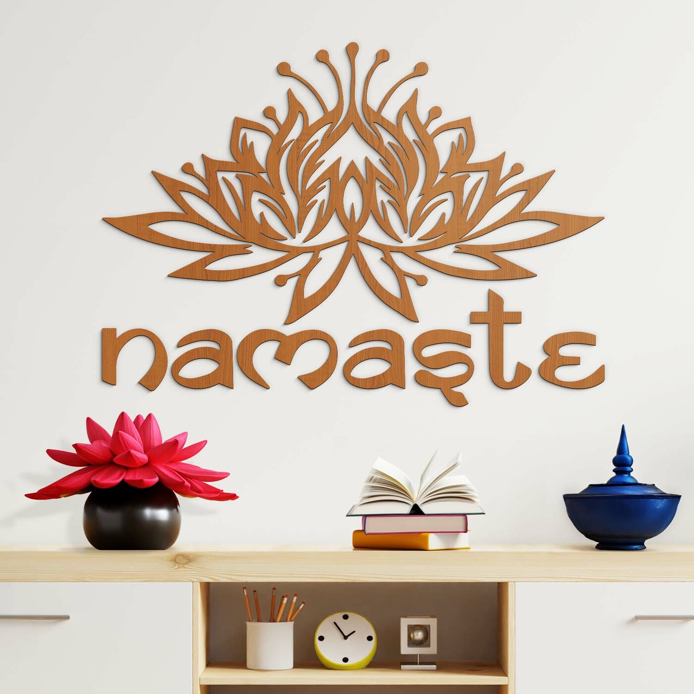 Wooden Sticker - Namaste Symbol | Cherry
